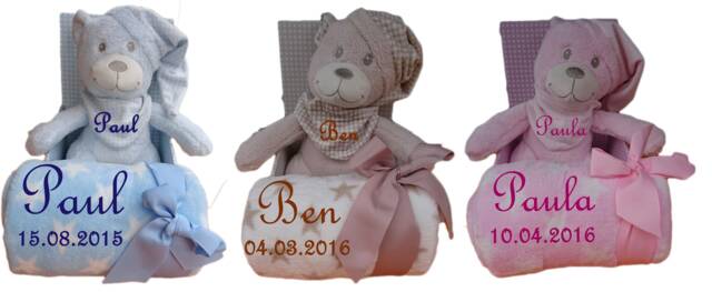 Baby Children's Teddy Set 3-Piece Blanket With Name - image 1