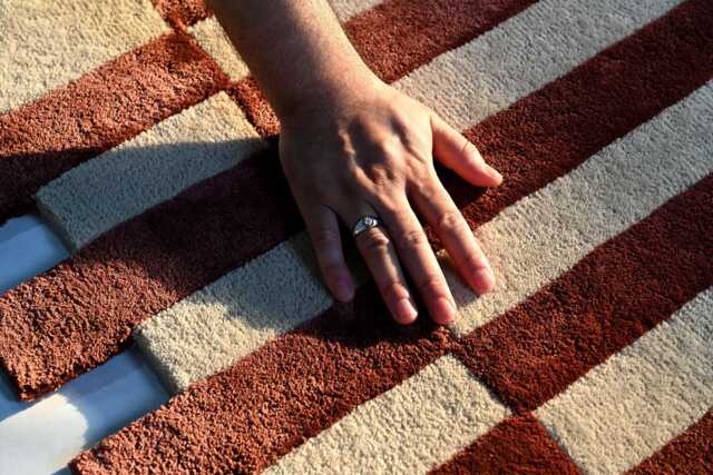 Hand-Tufted Wool Rug Pixelated Brown Beige Rug, Mid-Century Modern Style Carpet For Living Room & Bedroom - image 1