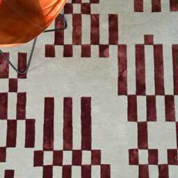 Hand-Tufted Wool Rug Pixelated Brown Beige Rug, Mid-Century Modern Style Carpet For Living Room & Bedroom - thumbnail 2
