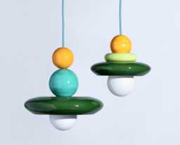 Set Of Two Green Ceramic Pendant Lights Chic Modern Lighting - thumbnail 1