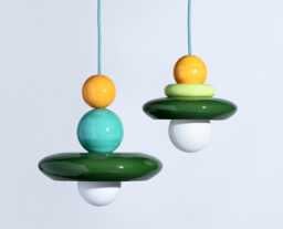 Set Of Two Green Ceramic Pendant Lights Chic Modern Lighting