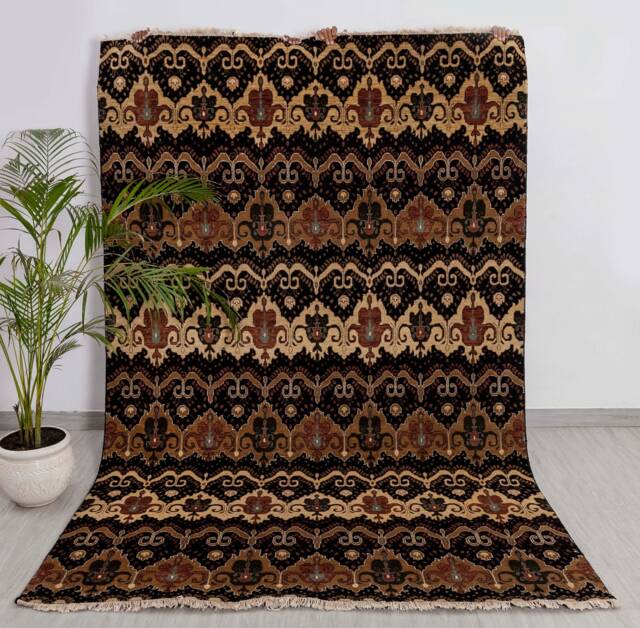 6x9 Rug Modern Ikat Design Handmade Wool Carpet #1722 - 180x275 cms - image 1