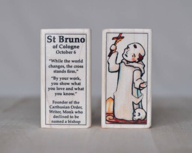 st Bruno Patron Saint Block With Gift Bag // Founder Of The Carthusian Order Catholic Toys By Almondrod - image 1