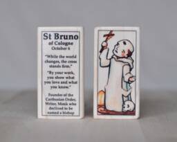 st Bruno Patron Saint Block With Gift Bag // Founder Of The Carthusian Order Catholic Toys By Almondrod
