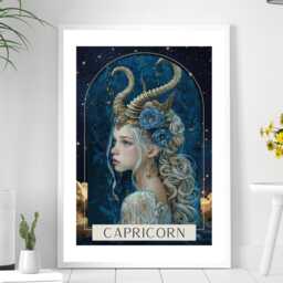 Capricorn Zodiac Tarot Print - Astrology Poster Celestial Wall Art Mystical Horoscope Gift Idea A5 A4 A3 Framed Or Unframed - thumbnail 2