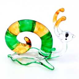Hand Blown Glass Miniature Snail Little Animal Green Orange Mini Figurine Statue Tiny Decoration Collectible Small Craft Painted Figure Deco - thumbnail 2