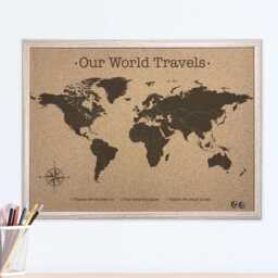 World Push Pin Map Cork Board, Travel Wall Decor For Apartment, Dorm & Home - thumbnail 1