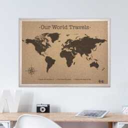 World Push Pin Map Cork Board, Travel Wall Decor For Apartment, Dorm & Home - thumbnail 2