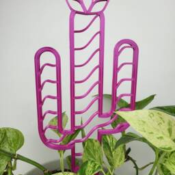Pink Cactus Houseplant Trellis, Indoor Plant Support, 3D Printed, 80S Inspired - thumbnail 2
