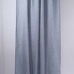 Blue Linen Curtain Panel Semi Sheer Rod Pocket, Living Room Decor - thumbnail 3
