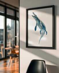 Mosasaurus Dinosaur Print - Watercolor Sea Wall Art For Kids Room Or Nursery Jurassic Ocean Creature Poster Framed Unframed - thumbnail 1