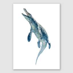 Mosasaurus Dinosaur Print - Watercolor Sea Wall Art For Kids Room Or Nursery Jurassic Ocean Creature Poster Framed Unframed - thumbnail 2