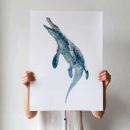 Mosasaurus Dinosaur Print - Watercolor Sea Wall Art For Kids Room Or Nursery Jurassic Ocean Creature Poster Framed Unframed - thumbnail 3