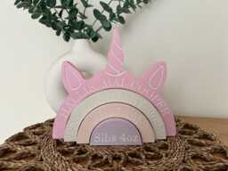 Personalised Unicorn Rainbow Engraved Birth Detail Rainbow, Nursery Decor - thumbnail 1