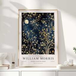 William Morris Print, Art, Exhibition Poster, Celestial Artwork, Moon Space Night Sky Print, William - thumbnail 1