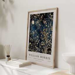 William Morris Print, Art, Exhibition Poster, Celestial Artwork, Moon Space Night Sky Print, William - thumbnail 3