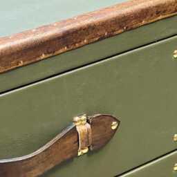 Olive Leather Nightstand Cabinets Luxury Handcrafted English Bedroom Storage Tables - thumbnail 3