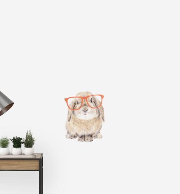 Bunny With Big Red Glasses Wall Sticker Decal - Dogs & Pets Stickers, Art, Decals, Kids Animals Decals