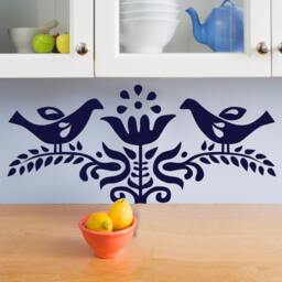 Vintage Bird Branch Wall Decal, Scandinavian Style Vinyl Sticker - thumbnail 1