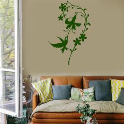 Wall Vinyl Decal Floral Ornament Colibri Bird Hummingbird Flower Modern Romantic Abstract Home Art Decor - #1234Di - thumbnail 3