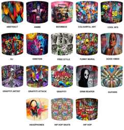 Graffiti Street Art Drum Lampshade For Ceiling Light Shades Pendants Or Table Lamp Bases