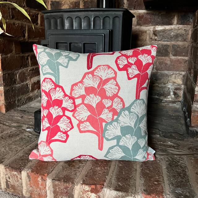 1253. Romo Mariken Cherry Floral Linen Blend Cushion Cover, Size 18x18 - image 1