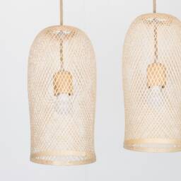 Handmade Woven Bamboo Pendant Lamp - Rustic Thai Fishing Trap - thumbnail 2