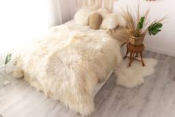 Exclusive Genuine Natural Rare Icelandic Sheepskin Rug, Pelt, Soft Long Fur Extra Large Super Scandinavian Home Luxury