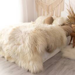 Exclusive Genuine Natural Rare Icelandic Sheepskin Rug, Pelt, Soft Long Fur Extra Large Super Scandinavian Home Luxury - thumbnail 3
