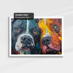 Pitbulls Abstract Oil Painting Paint Splash Effect Framed Canvas Art Poster Print, Wall Home Kitchen Room Decor Dog Gift Ideas - thumbnail 3