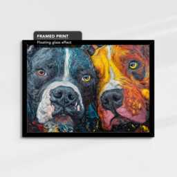 Pitbulls Abstract Oil Painting Paint Splash Effect Framed Canvas Art Poster Print, Wall Home Kitchen Room Decor Dog Gift Ideas - thumbnail 2
