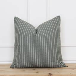 Green Stripe Pillow Cover - Pin -Green & White Throw 20x20 22x22 Custom Size Accent Pillows Grady - thumbnail 1