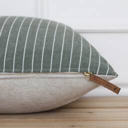 Green Stripe Pillow Cover - Pin -Green & White Throw 20x20 22x22 Custom Size Accent Pillows Grady - thumbnail 3