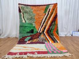 Handmade Boujad Wool Rug - Multicolored Moroccan Berber Carpet - thumbnail 1