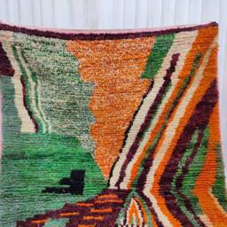Handmade Boujad Wool Rug - Multicolored Moroccan Berber Carpet - thumbnail 2