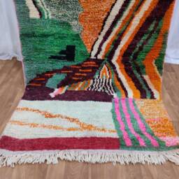 Handmade Boujad Wool Rug - Multicolored Moroccan Berber Carpet - thumbnail 3