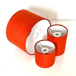 New High Quality Upholstery Velvet Fabric Lamp Shade Pendant Light Drum Shape Pumpkin Orange - thumbnail 2
