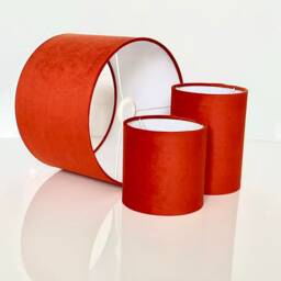 New High Quality Upholstery Velvet Fabric Lamp Shade Pendant Light Drum Shape Pumpkin Orange - thumbnail 3