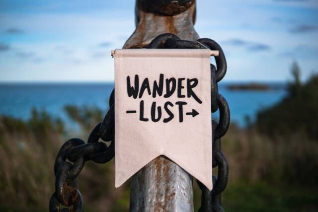 Wanderlust Wall Hanging Banner - Hand Made & Embroidered - image 1