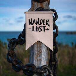 Wanderlust Wall Hanging Banner - Hand Made & Embroidered - thumbnail 3