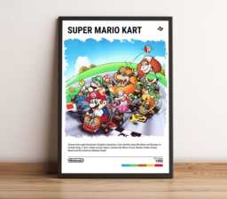 Super Mario Kart - 1992 Snes Poster - Video Game Art Print Gaming Gift A5-A4-A3-A2-A1 Unframed Canvas For Frame Or Hanger - thumbnail 1