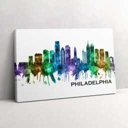 Colorful Illustration Of Philadelphia Canvas, Wall Art Picture, Multicolor Decoration, Travel Canvas - thumbnail 2