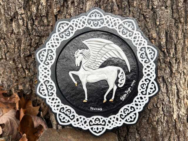 Pegasus - Hand Painted Cast Paper - Fantasy Mythology Fine Art Aesthetic Wall D??cor Flying Magical Winged Horse Gift - image 1