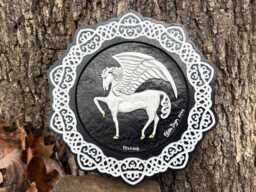 Pegasus - Hand Painted Cast Paper - Fantasy Mythology Fine Art Aesthetic Wall D??cor Flying Magical Winged Horse Gift - thumbnail 1