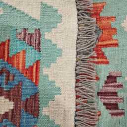 Multicolour Runner Rug, Handmade Artisan Afghan Turkish Scandinavian Navajo Bohemian Flatweave Wool Kilim 197x83 cm - thumbnail 3