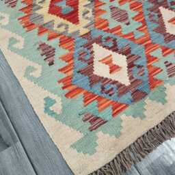 Multicolour Runner Rug, Handmade Artisan Afghan Turkish Scandinavian Navajo Bohemian Flatweave Wool Kilim 197x83 cm - thumbnail 2