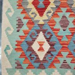 Multicolour Runner Rug, Handmade Artisan Afghan Turkish Scandinavian Navajo Bohemian Flatweave Wool Kilim 197x83 cm - thumbnail 4