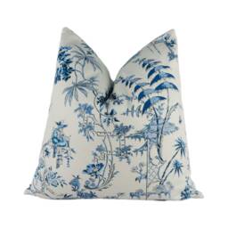 Scalamandre - Nanjing China Blue Ancient Chinese Chinoiserie Designer Cushion Cover Handmade Throw Pillow Luxury Home Decor - thumbnail 1