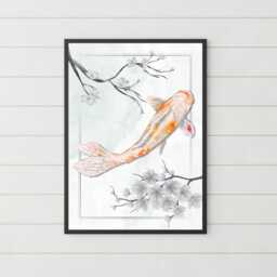 Koi Carp A4 Print, High Quality Wall Art, Japanese Inspired Decor, Original Artist Marine Biologist Poster - thumbnail 3