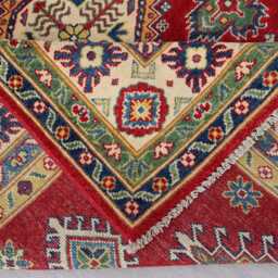 5x7 Afghan Kazak Area Rug, Hand Knotted Wool Geometric Beige Green Red Natural Veg Dyes, Oriental Bedroom Rug For Living Room - thumbnail 4